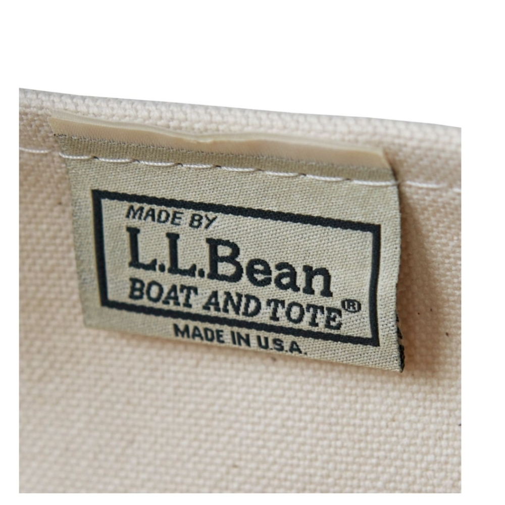 L.L. Bean Canvas Medium Boat Tote Bag "Ho Ho Ho" Custom Mono Green + White USA - Picture 4 of 6